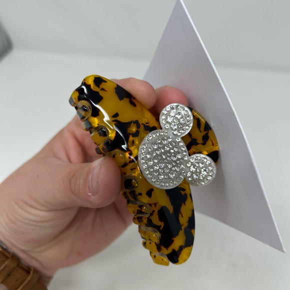 NEW BaubleBar X Disney Tortoise Shell Rhinestone Mickey Hair Clip Claw Clip - Picture 2 of 4